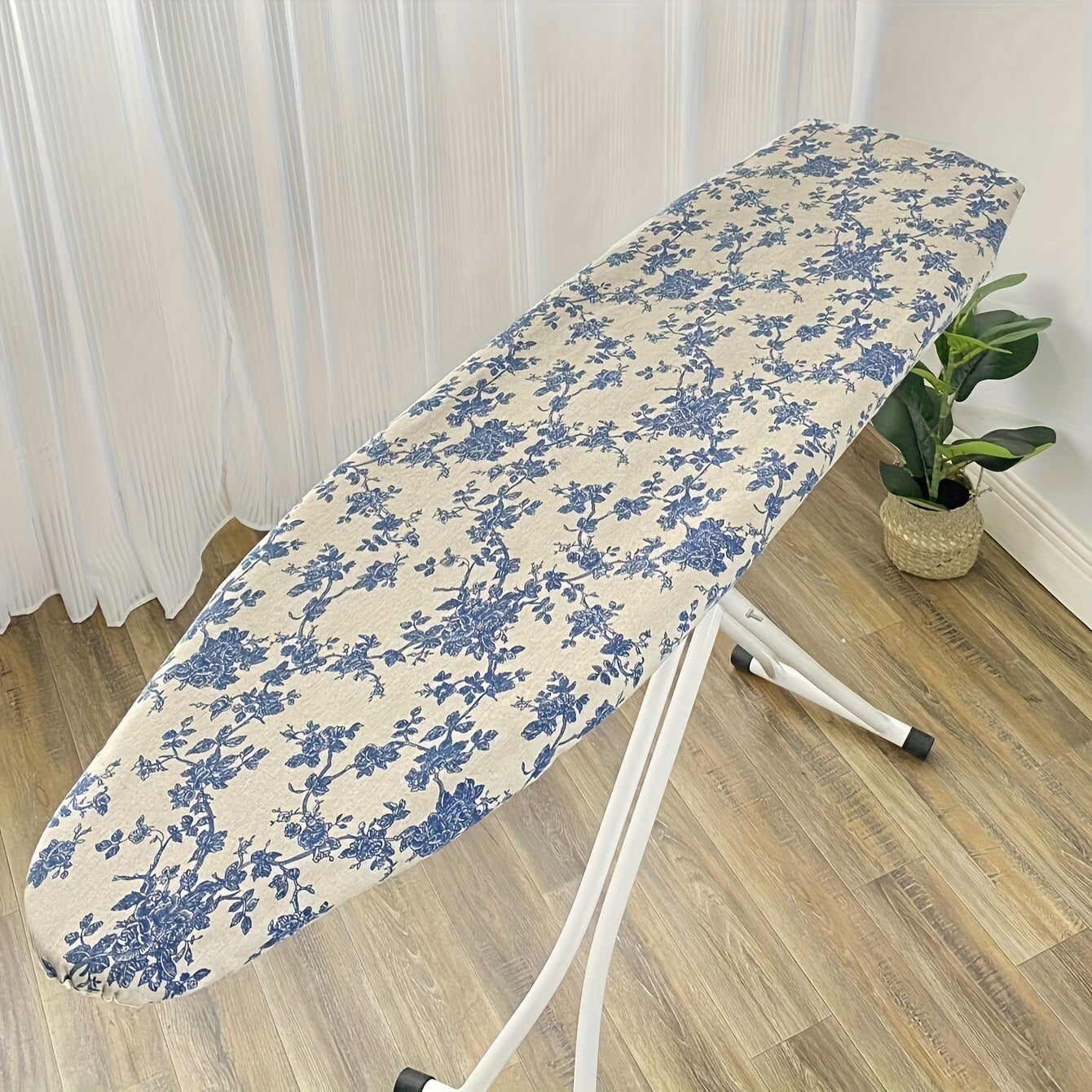 Blue Rose Ironing Board Cover 139.7cmx20 Heat Resistant Non-Slip Polyester