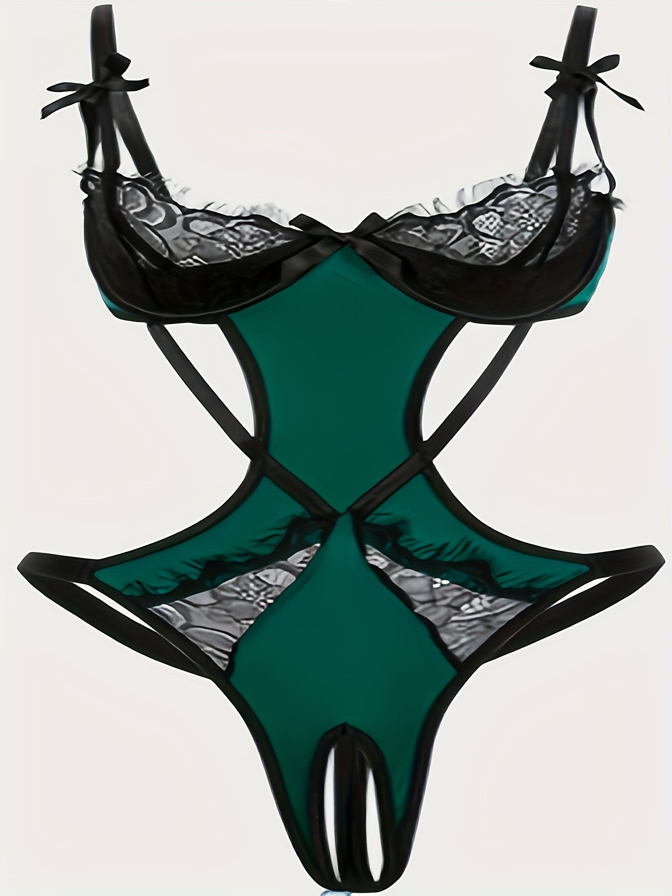 Туалет из кружева для женщин plus size с цветной бантовой лентой и открытым промежностью