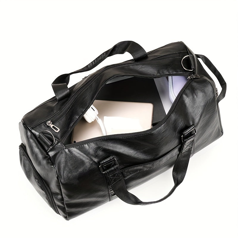Unisex Black Travel Duffel Bag with Shoe Compartment and Wet Dry Separation