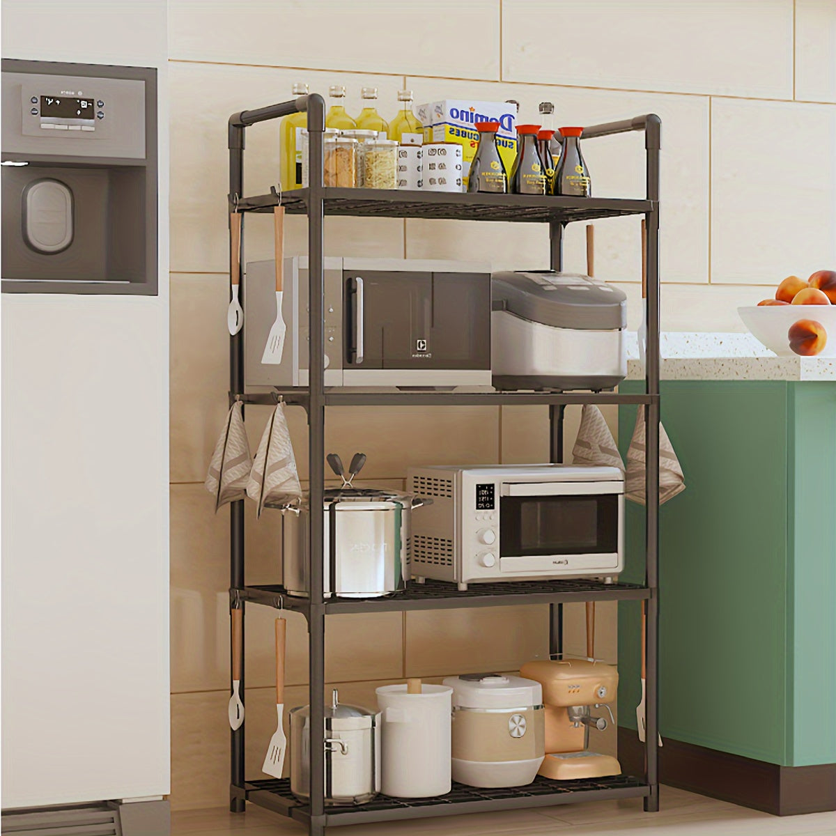Kitchen Storage Rack for Microwave Oven Electric Rice Cooker and Fruit Vegetable Organizer Shelf