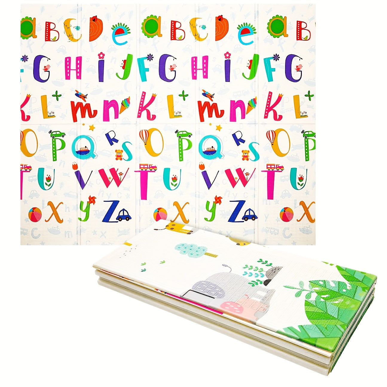 Kids' Play Mat White Foldable XPE Foam Floor Mat for Safe Learning and Play