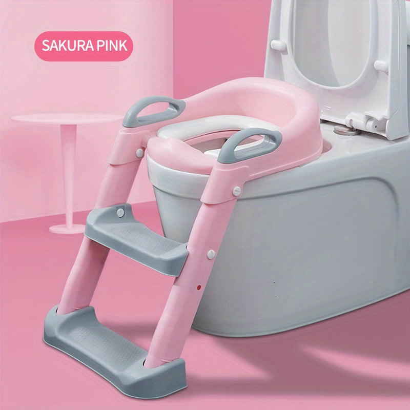 Kids Toilet Seat with Auxiliary Ladder for Bathroom Safety and Comfort