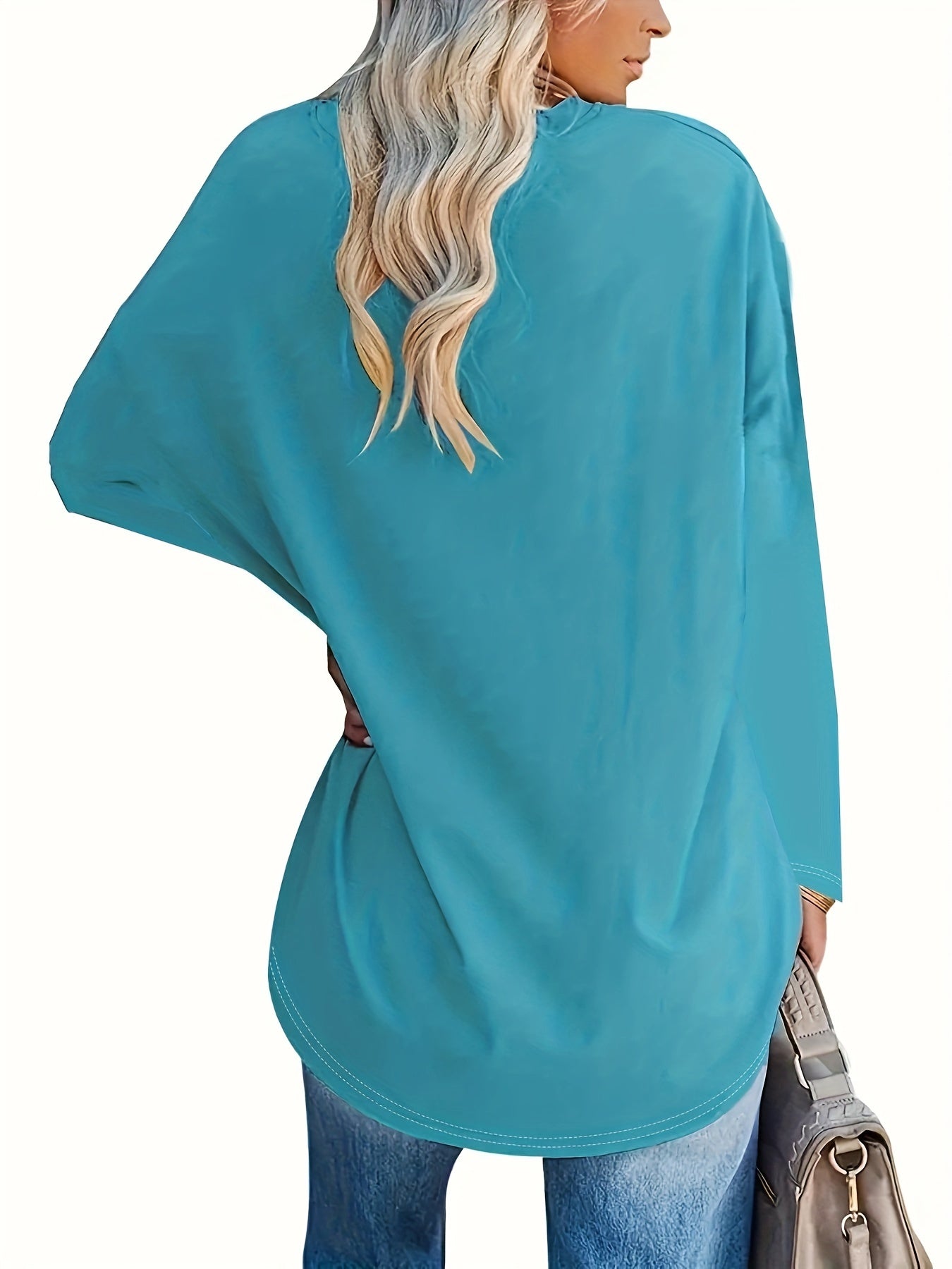 Plus Size Women's Long Sleeve Pullover Top Soft Stretchy Relaxed Fit Autumn Winter