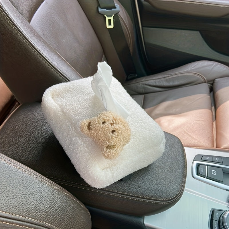 Unisex Plush Bear Car Tissue Box Decor Soft Toy Gift