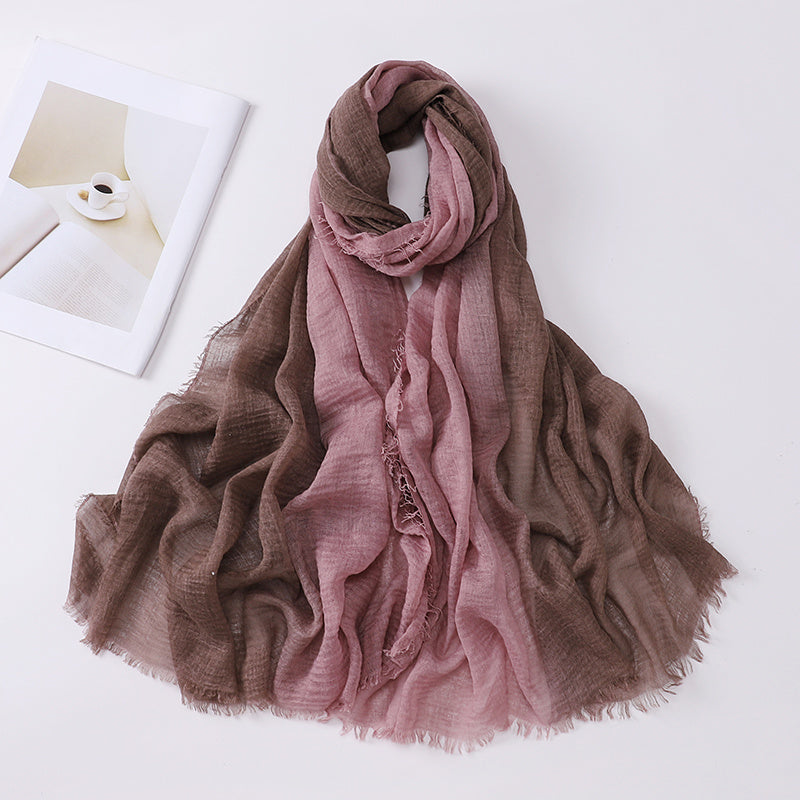 Women's Bohemian Gradient Hijab Scarf Polyester Stretchy Tie-Dye Multi-Color for Outdoor and Ramadan