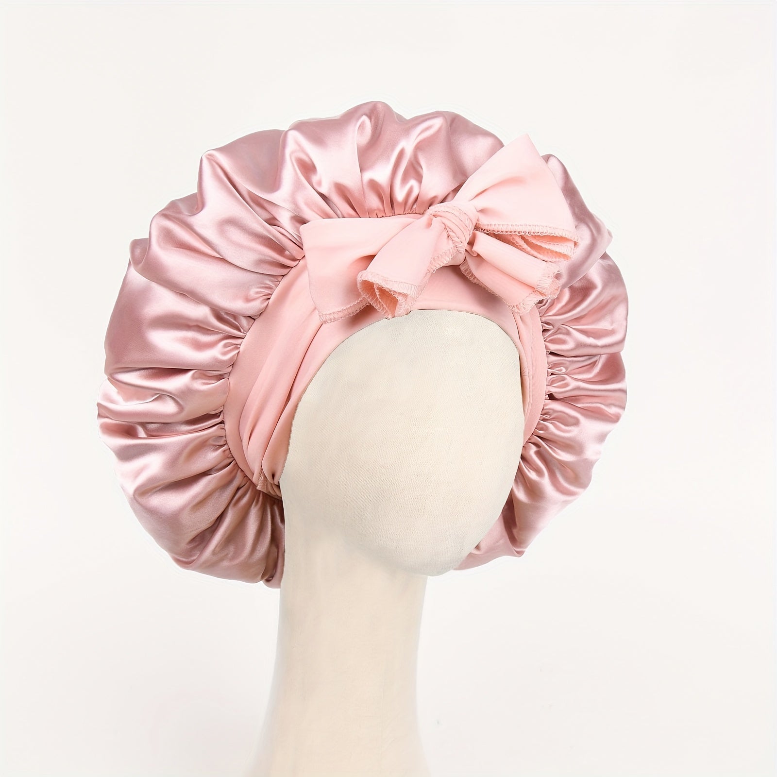 Silk Sleep Cap Satin Bonnet Adjustable Headwear with Tie Band for Women Men