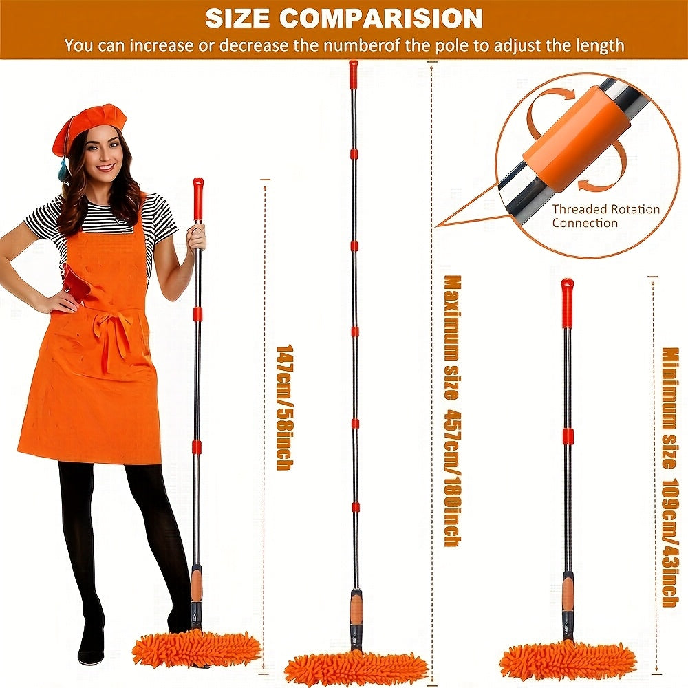 Uy va tashqarida foydalanish uchun tortib olinadigan tutqichli 2-in-1 oynani tozalash choʻpqi va yuvgich