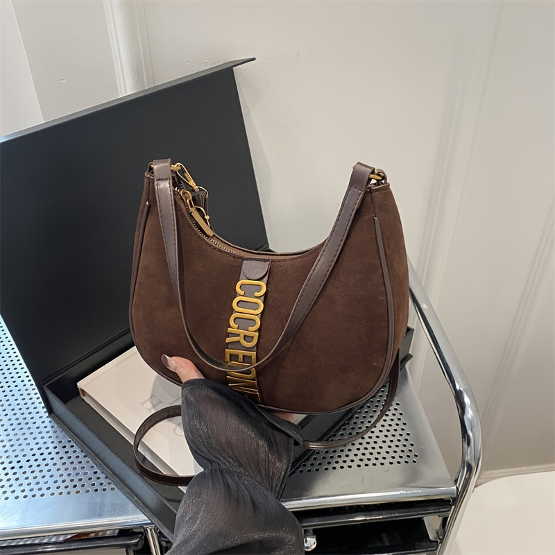 Новинка: черная винтажная сумка-седло для женщин, 2024, легкая сумка через плечо с регулируемым ремнем, застежка на молнии, отделка краев.