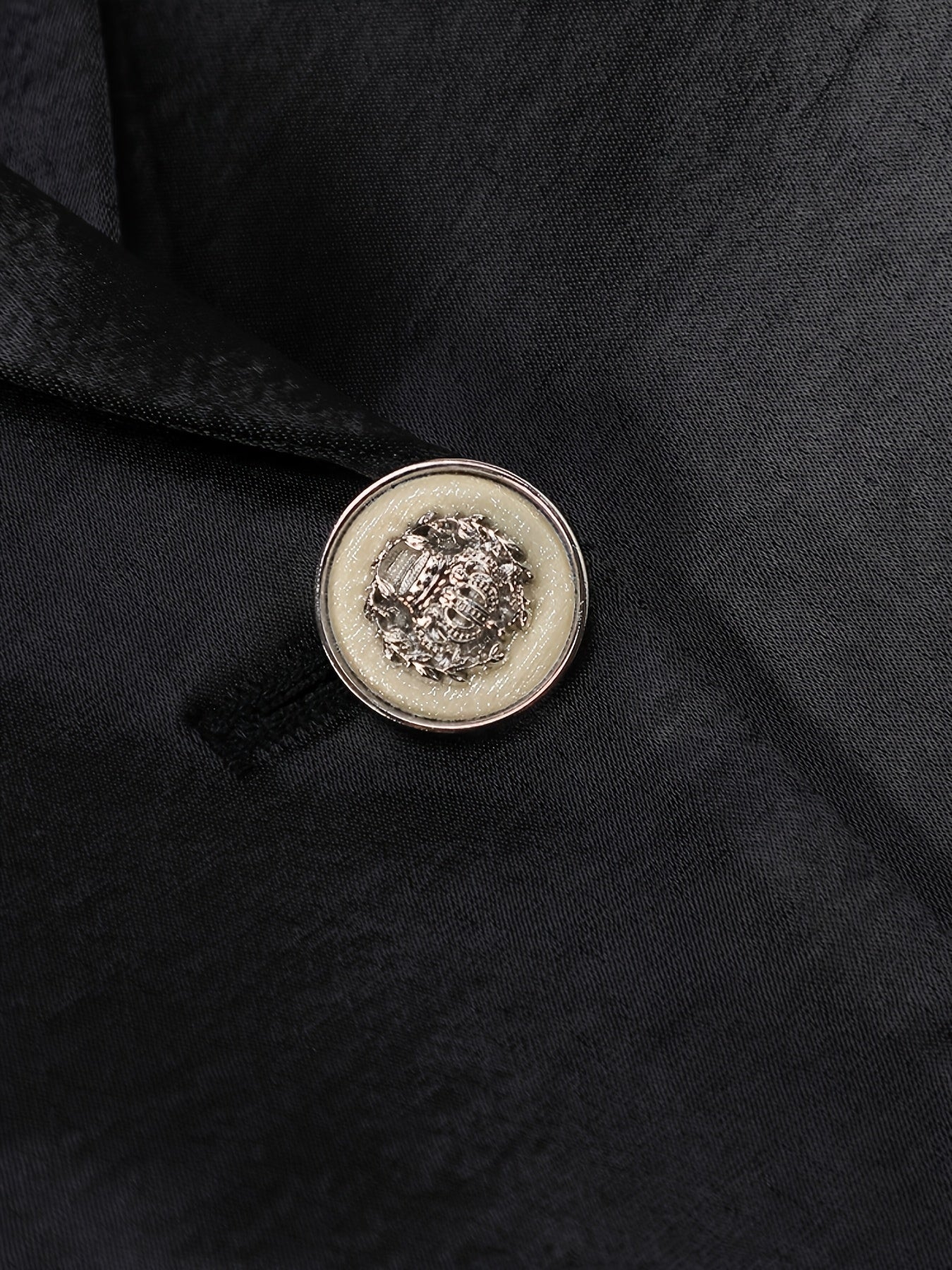 Women's Acetate Blazer Black Single-Button Formal Casual Jacket