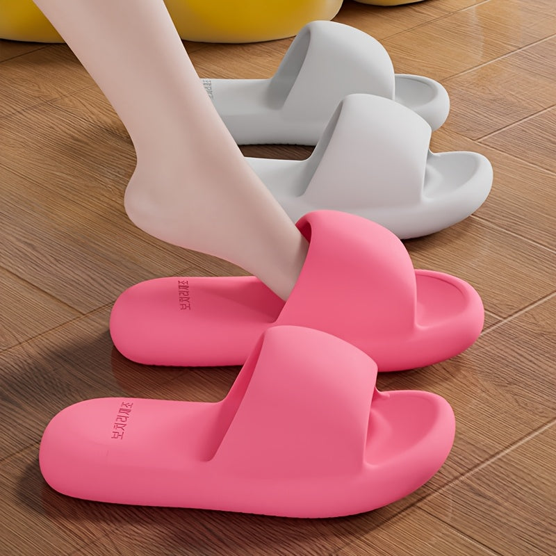 Women’s Cotton Open Toe Slippers With Soft Sole, Summer Beach, Solid Color