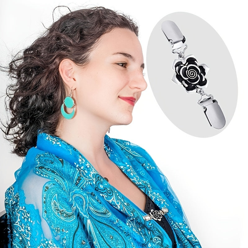 4 ta Vintage Sviter Kliplari - Ayollar uchun Yuqorilar, Kiyimlar, Sharf va Sviterlar uchun Zamonaviy Gul Naqshli Kliplar