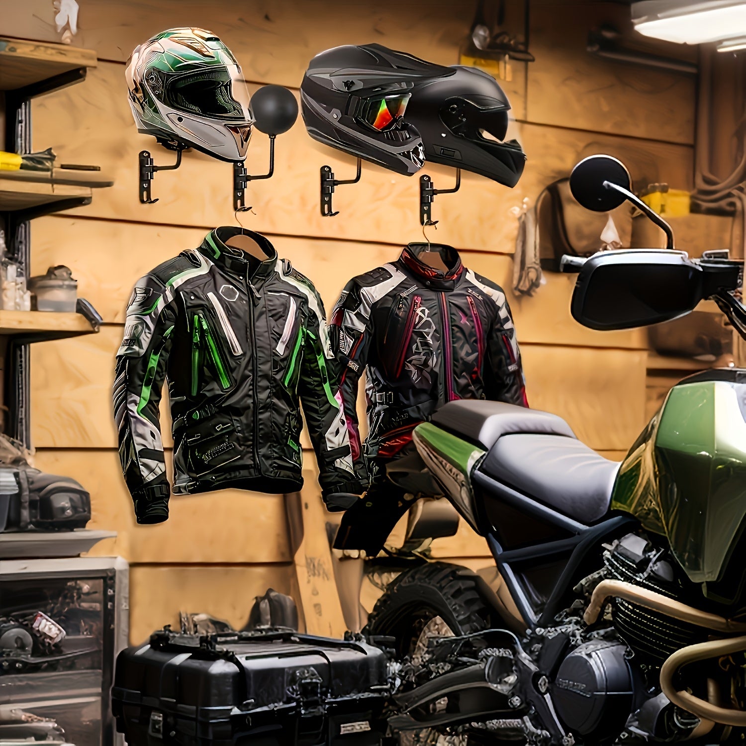 Motorcycle Helmet Rack Wall Mount Aluminum Alloy Heavy Duty Bike Helmet Holder