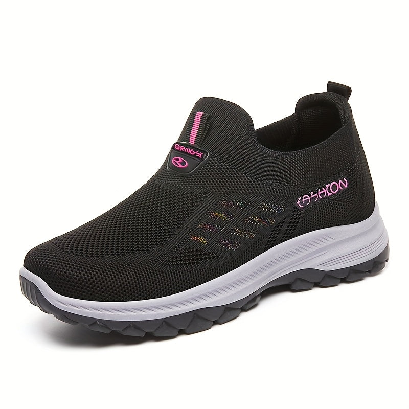 Women's Knit Casual Sneakers Breathable Mesh Slip-On Walking Shoes