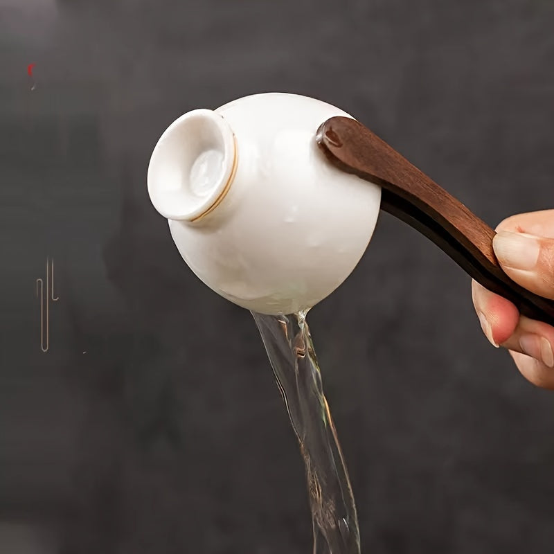 Solid Wood Tea Set with Spoon Clip and Tweezers for Home Office Restaurant