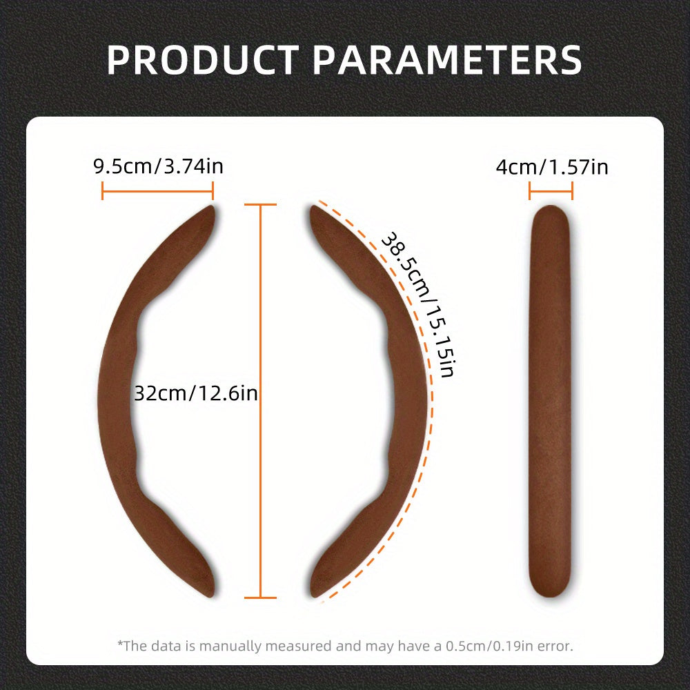 2PC Set Winter Velvet Anti-Slip Ultra-Thin Steering Wheel Cover Black Green Red Orange Brown