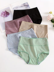 Women's Cotton Mid-Rise Solid Briefs Pack of 5 Comfortable Seamless Underwear