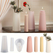 Silicone Mold for Making Striped Flower Vase Aromatherapy Candle Plaster Ornament Pen Holder Resin Decor