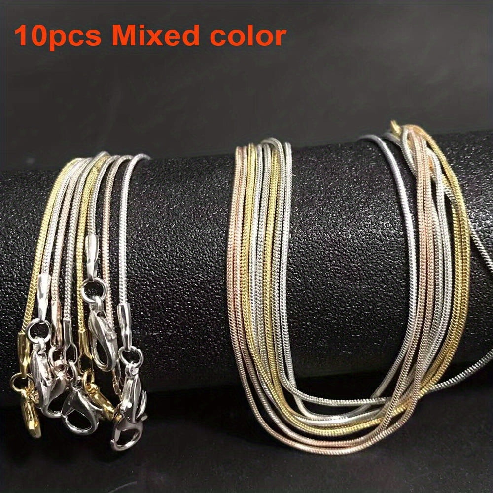 10 Pieces of Snake Chain Jewelry Sets in Rose Gold Gold and Rhodium Plating 16-30 Inch for DIY Crafting