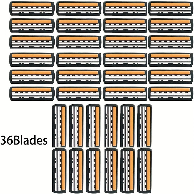 Men's Stainless Steel 3-Layer Manual Razor Set with Refill Options for Face Care