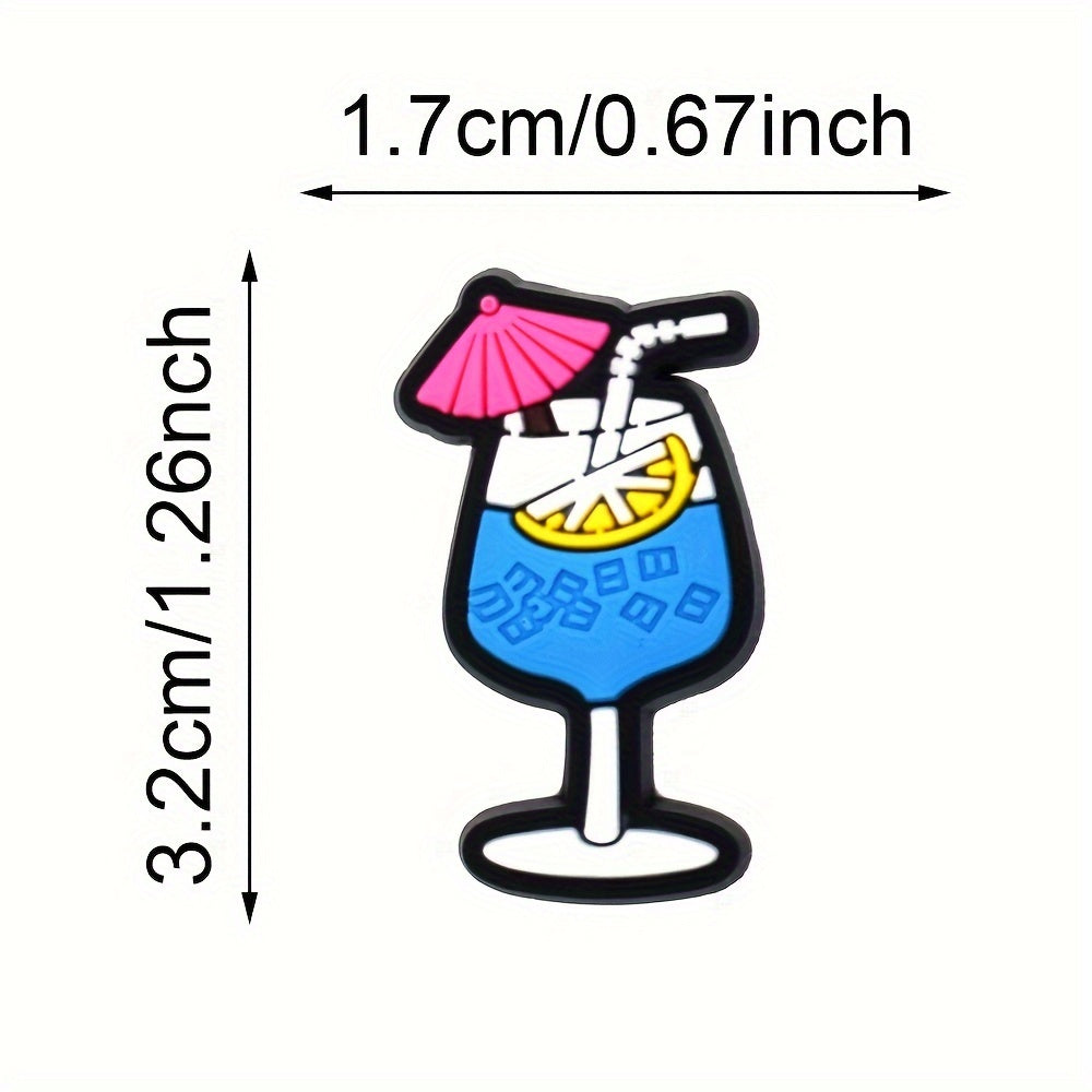 Unisex PVC Shoe Charms Party Decorations Champagne Pattern 30pcs