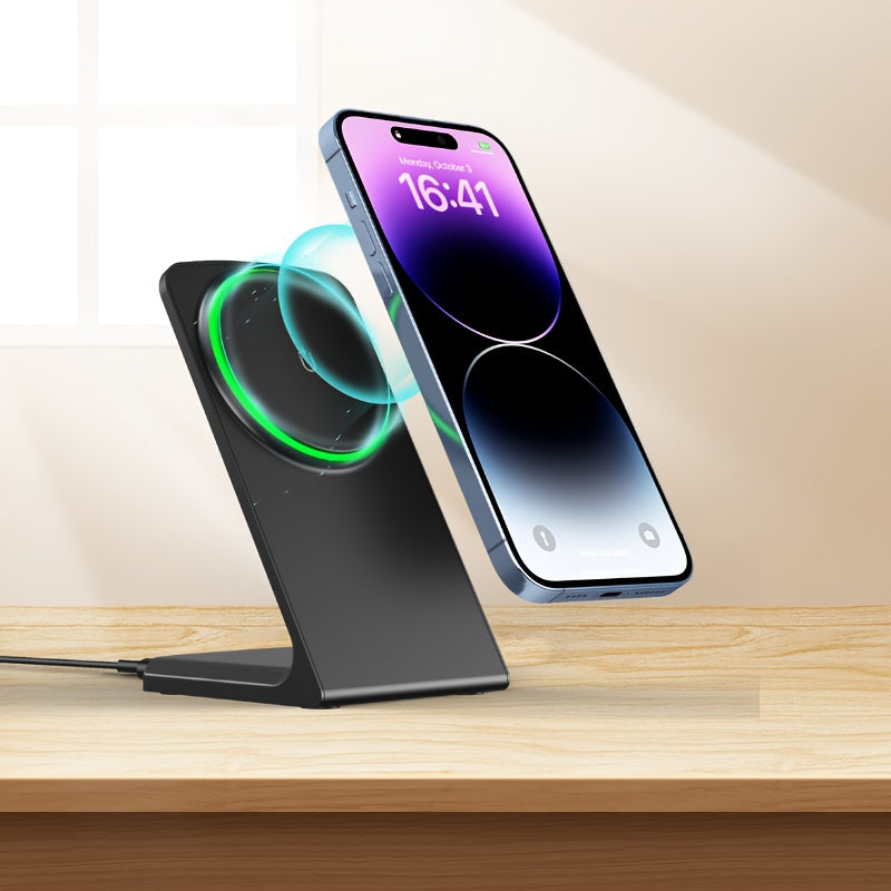 Soporte de cargador inalámbrico magnético de 15W para iPhone 16 Pro Max/15 Plus/14/13/12 Mini Negro