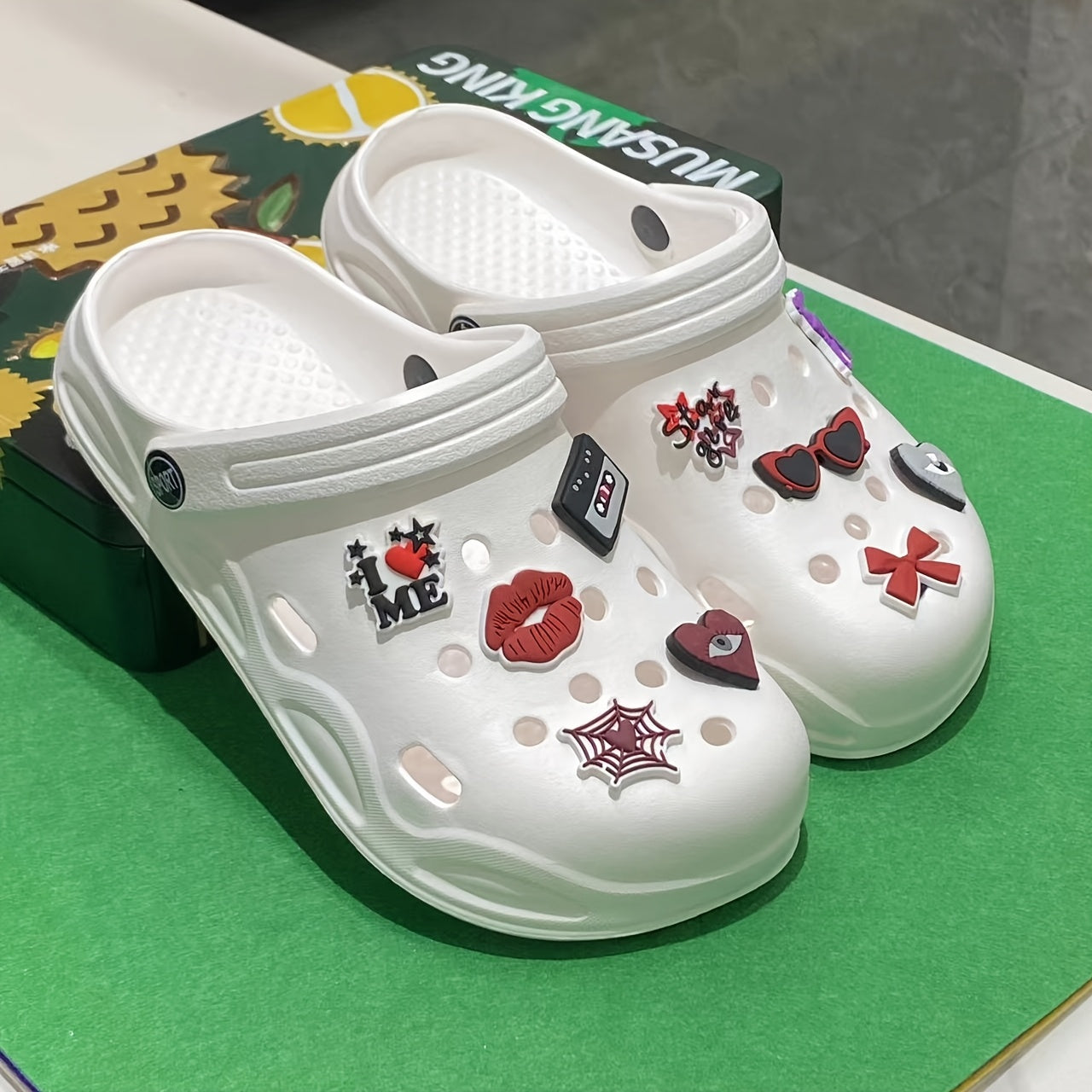 Women's Summer Hollow EVA Sandals with Cartoon Pendant and Accessories