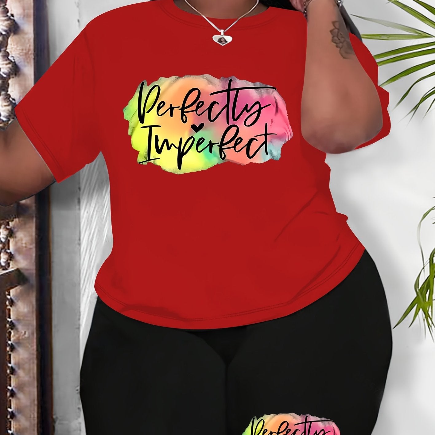 Plus Size Women's Tracksuit Set Short Sleeve Top High-Waisted Shorts Comfortable Spring Summer Fall