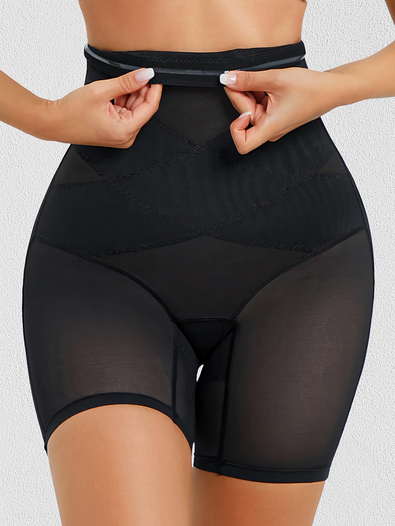 Women's High-Waist Shaping Shorts Tummy Control Slimming Solid Nylon