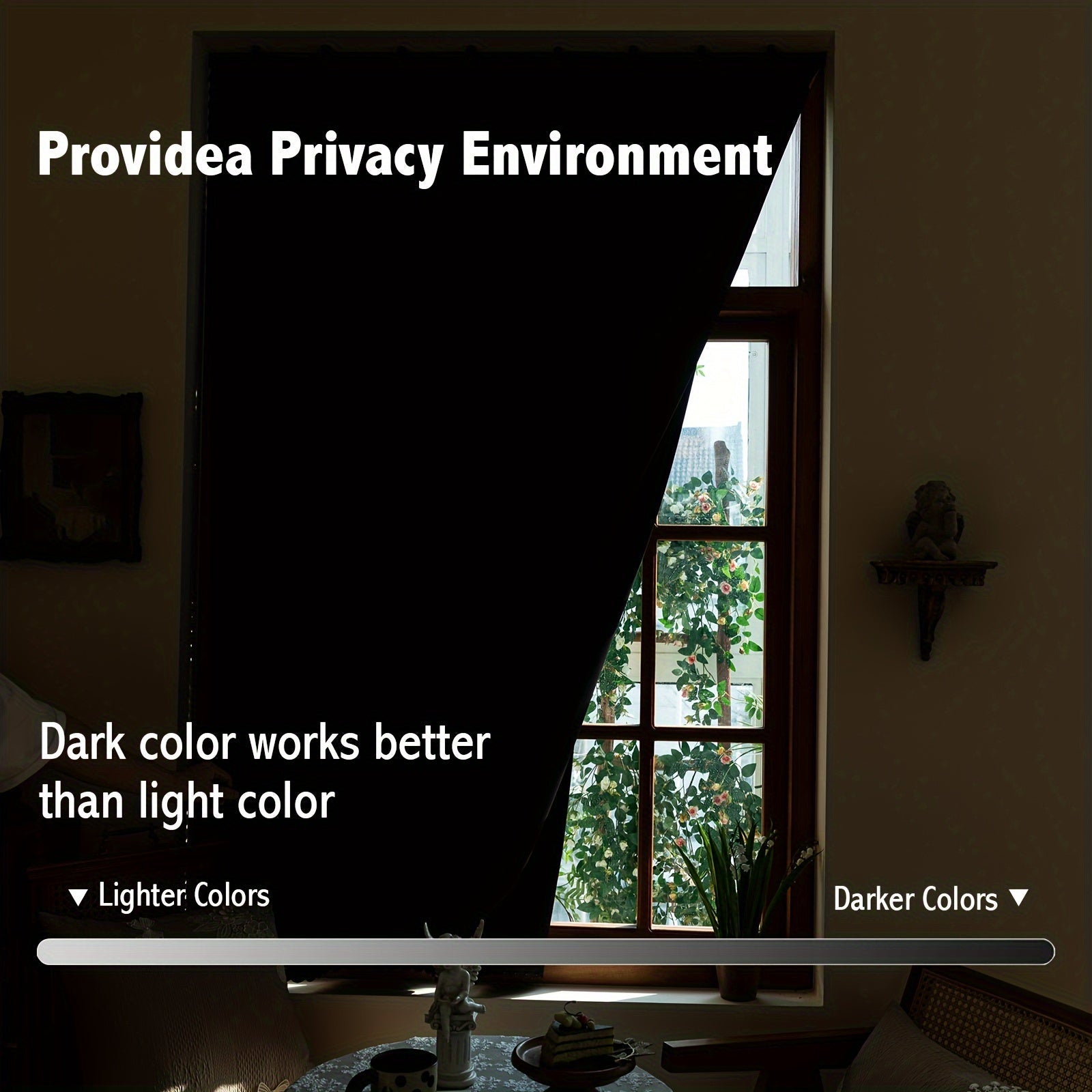 Blackout Curtain Without Rod UV Blocking Easy to Install for Bedroom Living Room Kitchen