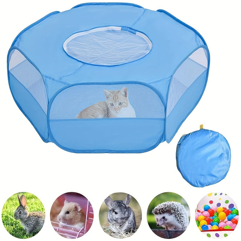 Foldable Pet Playpen with Cover for Small Animals Durable PE Material