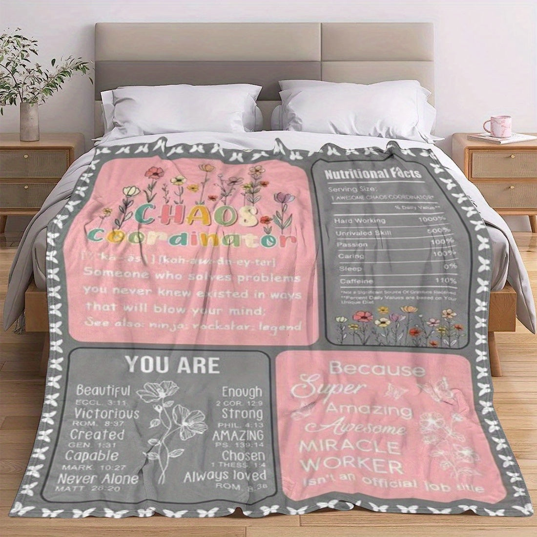 Cozy Flannel Fleece Throw Blanket for Couch Bed Contemporary Chaos Coordinator Design