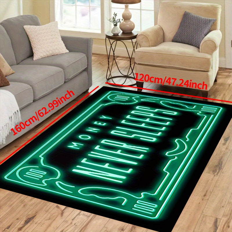 Money Never Sleeps Rug Non-Slip Waterproof Machine Washable Home Decor