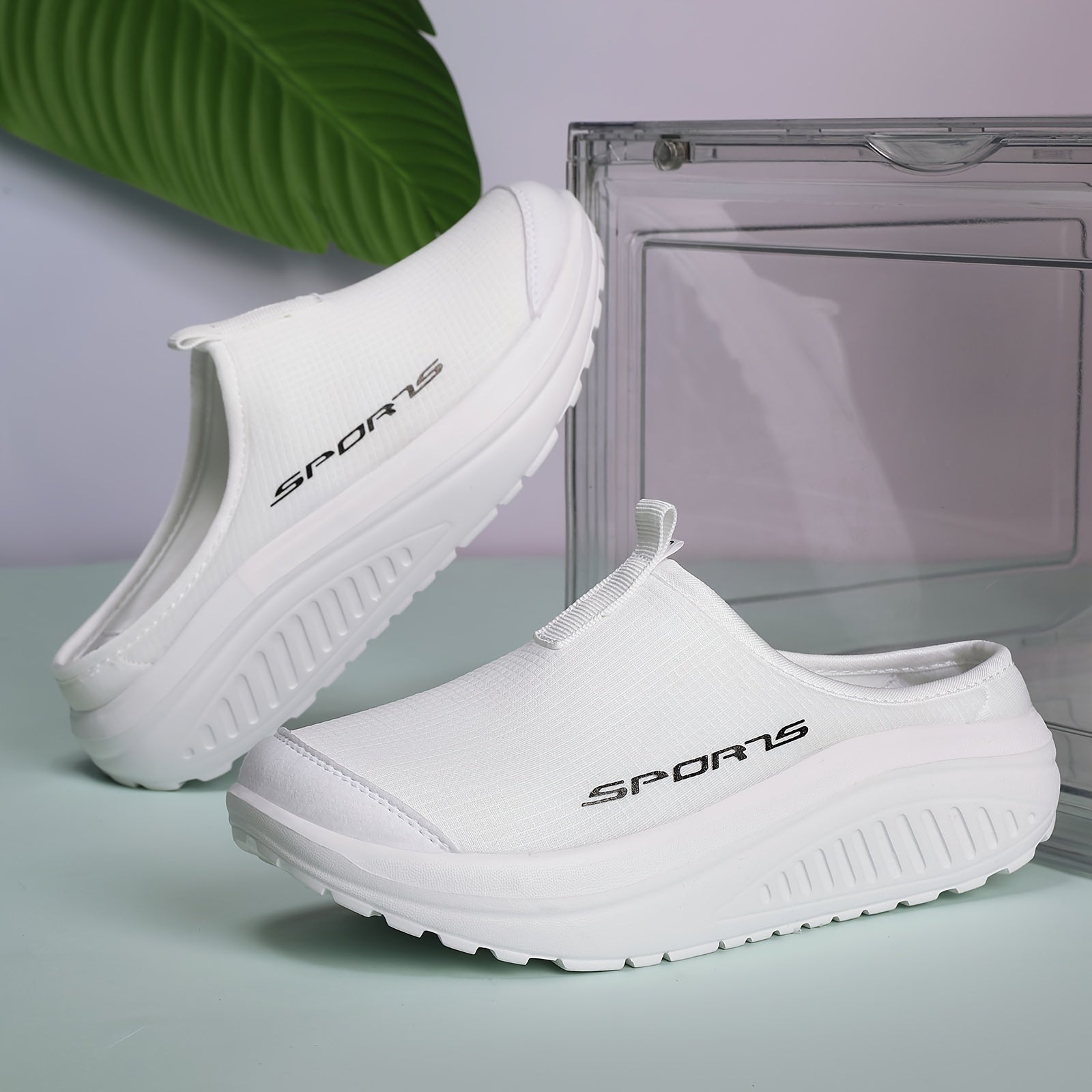 Breathable Knit Slip-On Sneakers for All Seasons with EVA Rocker Sole Beige Low Top Casual Footwear