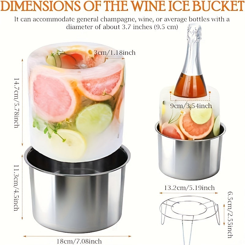 Ice Mold Wine Bottle Cooler Champagne Bucket with Transparent Freezable Design
