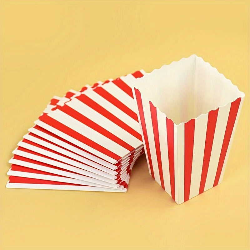 Striped Popcorn Boxes 10-Pack Paper Snack Containers for Movie Nights Parties