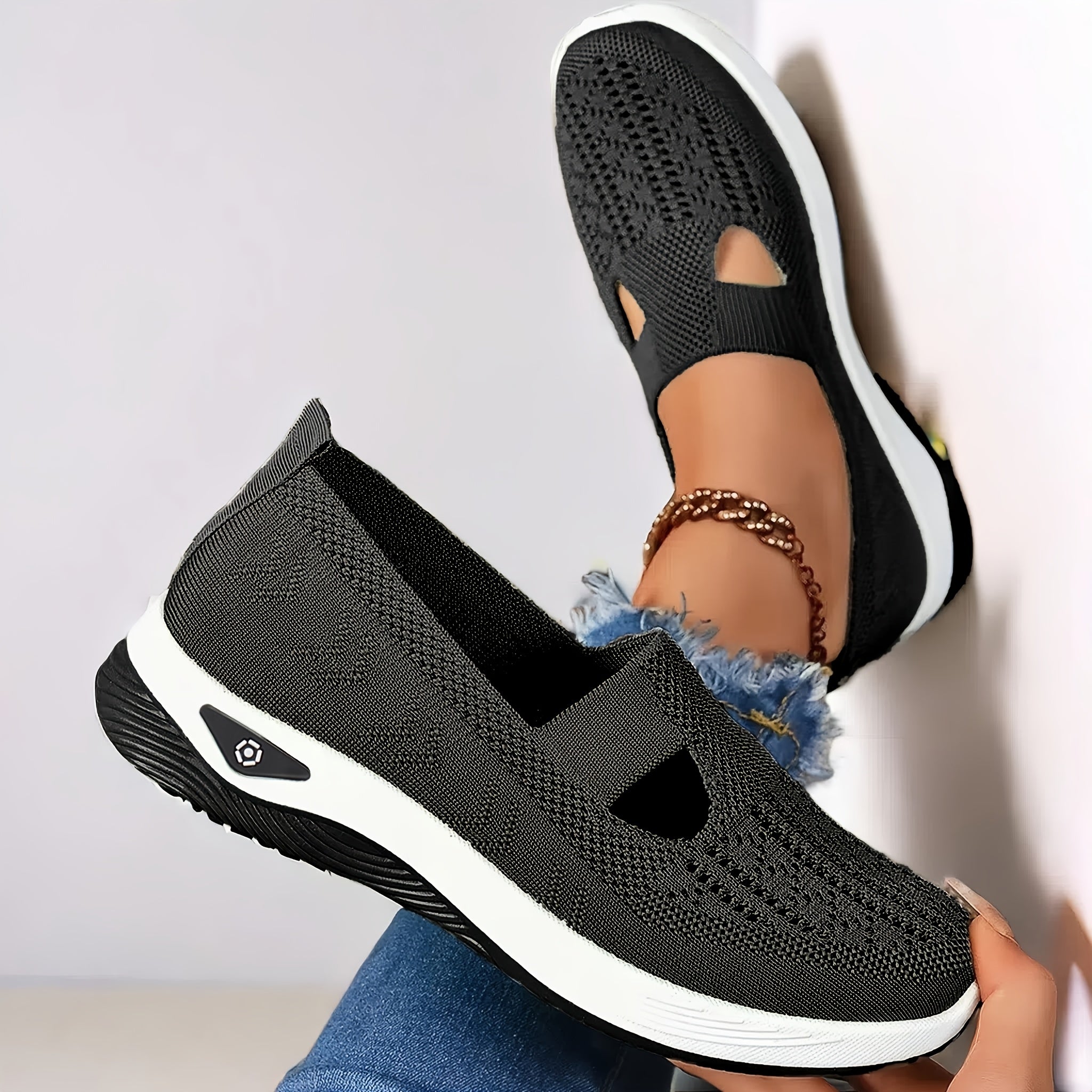 Ayollar uchun nafas oladigan tikuvli balet tufli, qulay yurish poyabzali, oq rang, dumaloq burchak