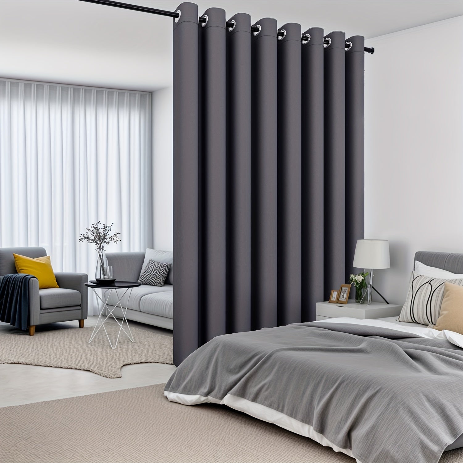 Blackout Privacy Room Divider Curtain Water-Resistant Polyester Grommet Top