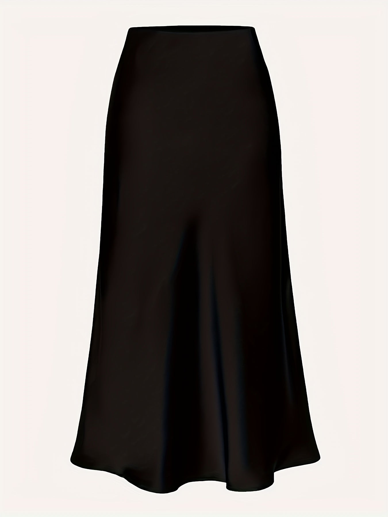 Women's Plus Size Elegant Black A-Line Midi Skirt with High-Low Hem
