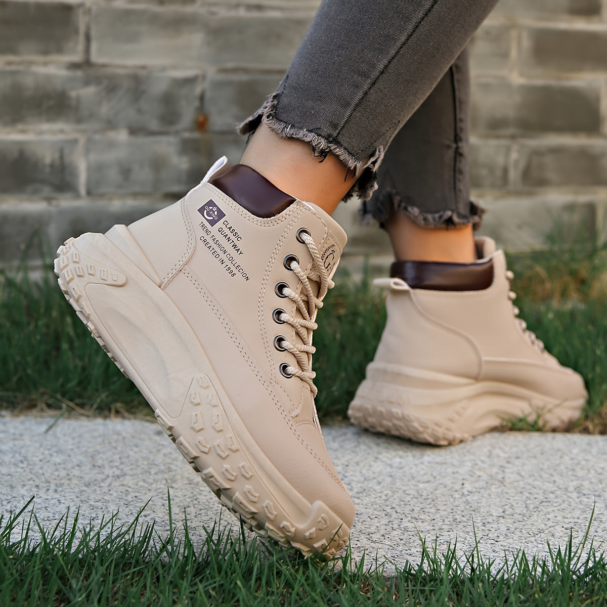 Women's Non-Slip Casual Leather Sports Boots for Autumn Winter