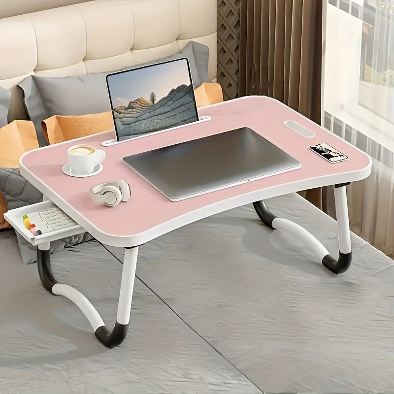 Large Portable Laptop Bed Table with Cup Holder Drawer for Reading and Eating in Bed or on Sofa
