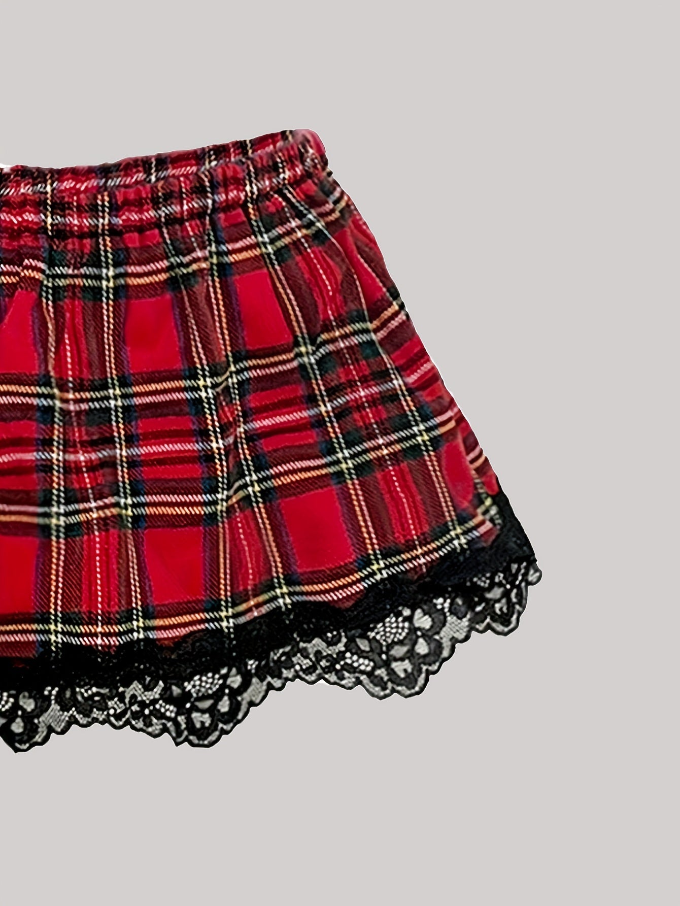 Conjunto de falda de cuadros con encaje y cordones para disfraces de juego de roles