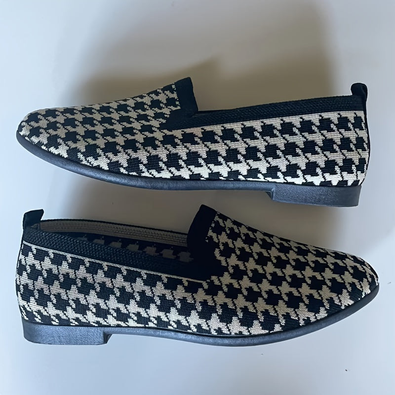 Women's Breathable Plaid Flats Casual Slip-On Round Toe Shoes