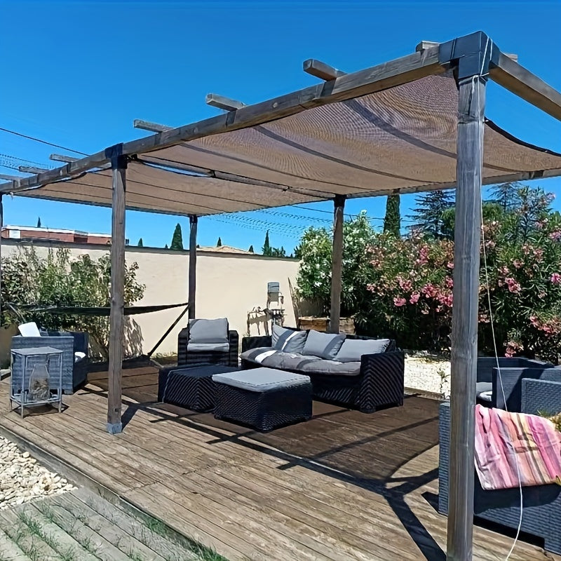 Brown Outdoor Privacy Screen Windproof Sunshade Breathable Windproof Garden Screen