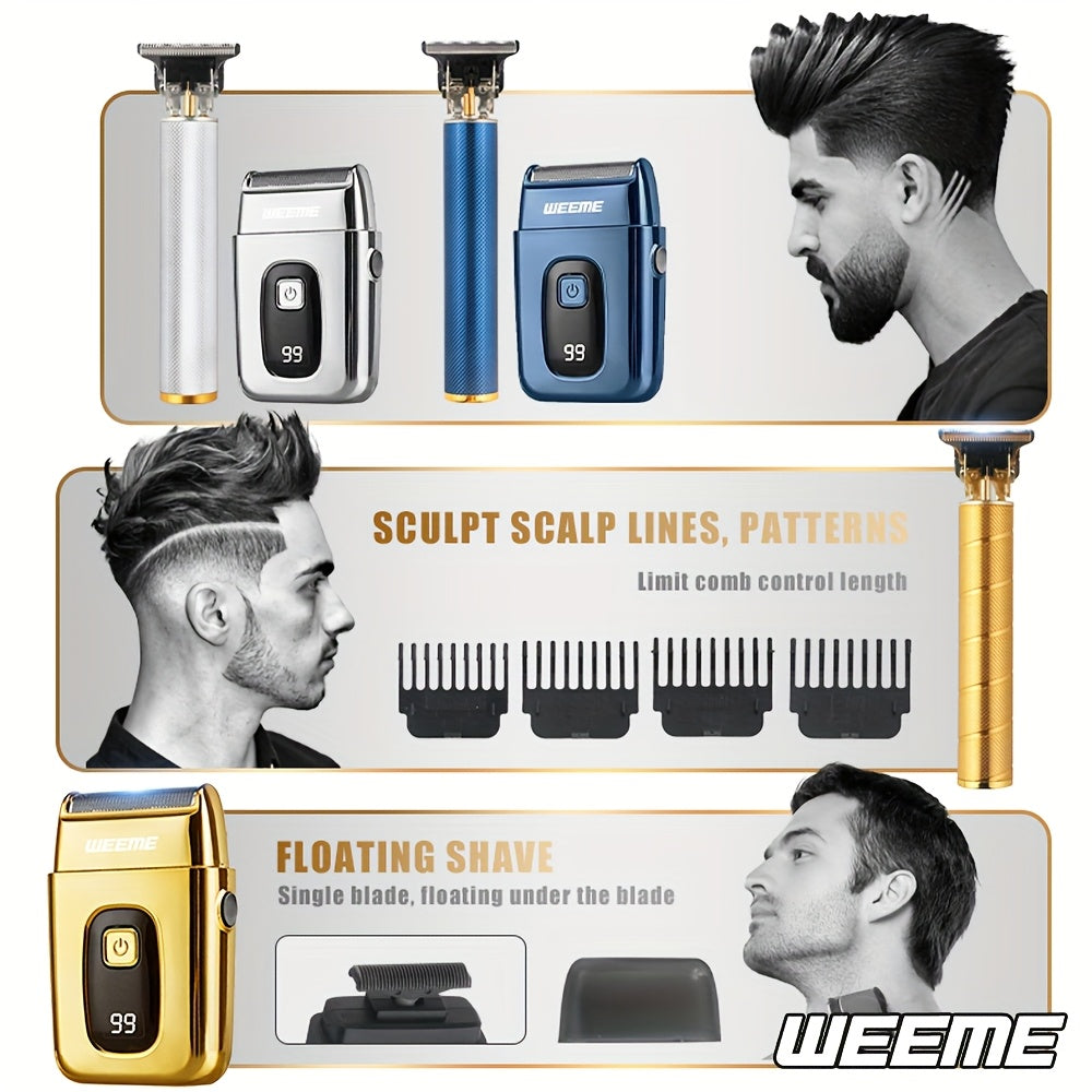 Facial Grooming Set with Razor and T-Shape Trimmer for Shaving Haircutting