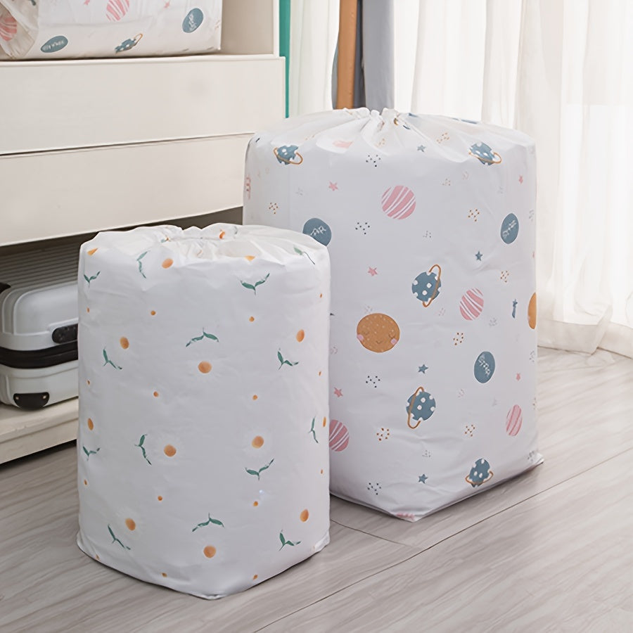 Bolsa de almacenamiento para edredón y ropa PEVA con patrones coloridos, organizador a prueba de polvo para debajo de la cama para mudanzas y viajes