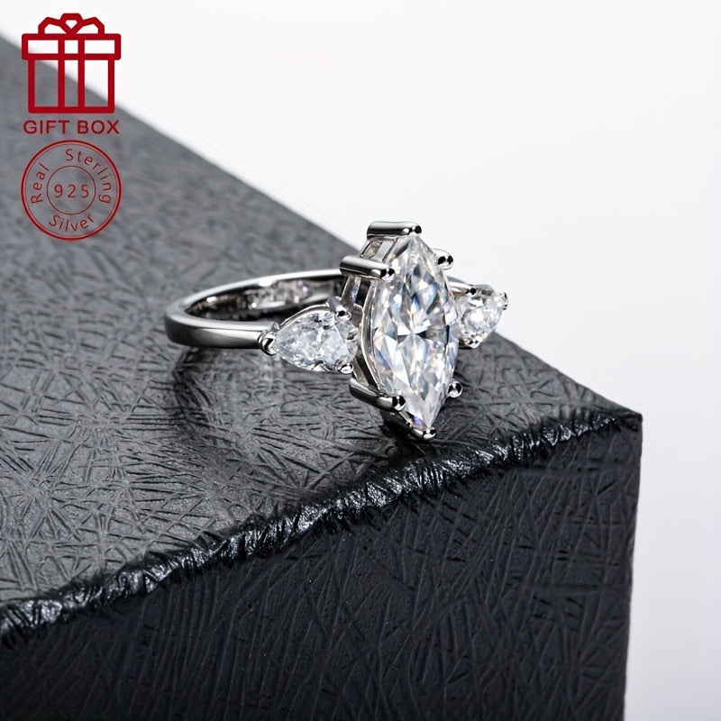 Oltin 3CT Moissanite To'y Halqasi - 925 Sterling Kumushdan tayyorlangan, Ot Ko'z Kesimi bilan, To'ylar va Yubileylarga Ideal, U uchun Ajoyib Sovg'a