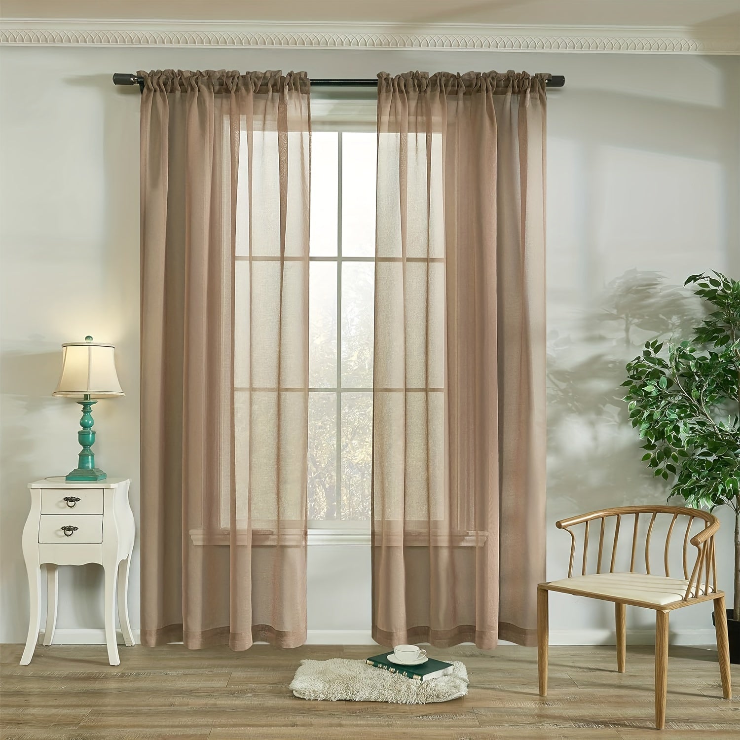Sheer Curtain Panels with Rod Pocket for Bedroom Living Room Office Kitchen