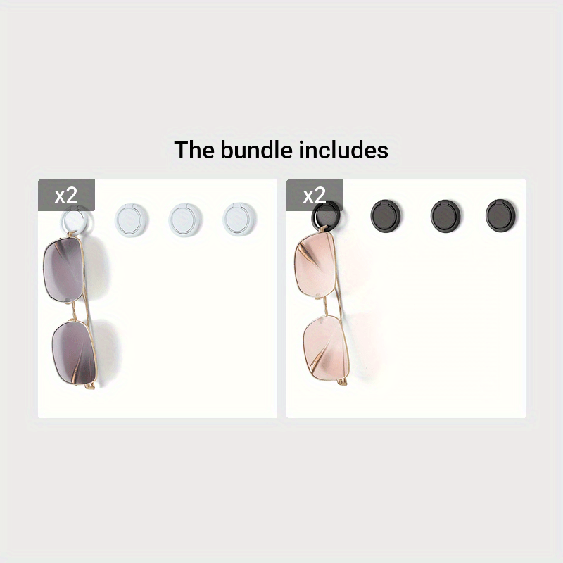 Devorga o'rnatiladigan ko'zoynak ushlagichi, 4 juft ko'zoynakni ko'rsatish, tartibga solish va osib qo'yish uchun.