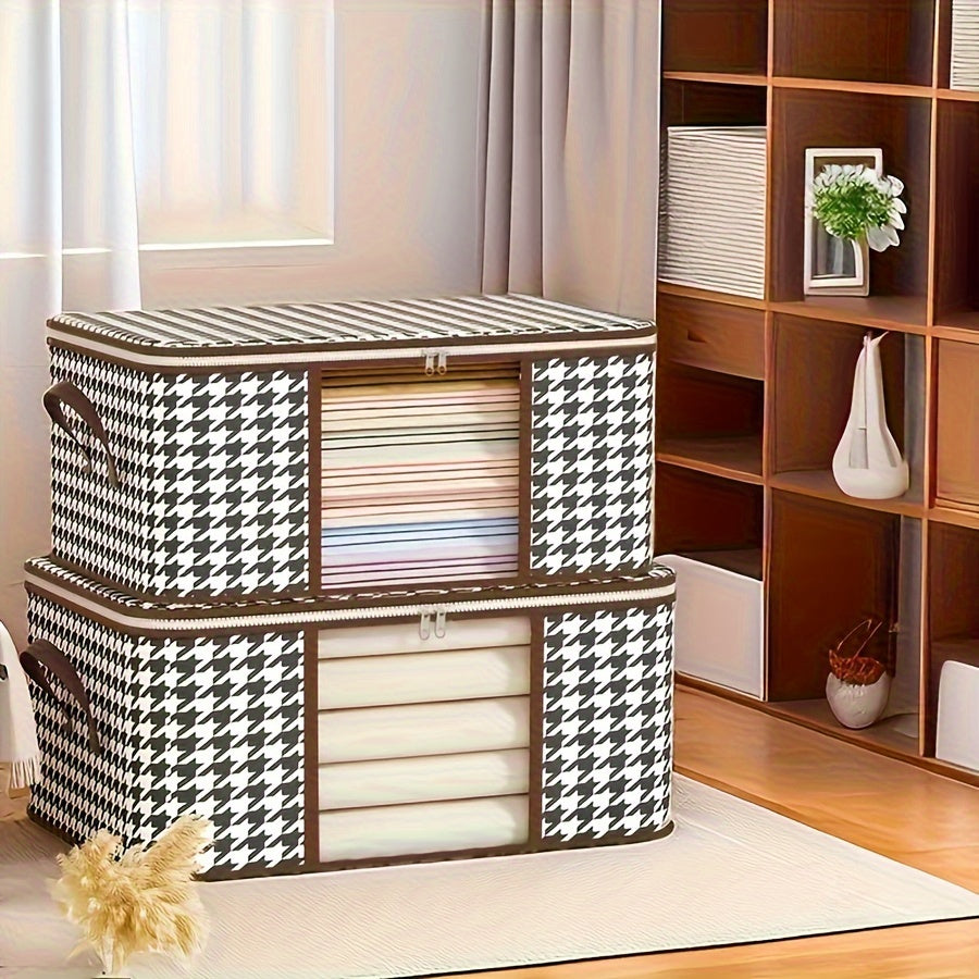 Lightweight Storage Bag with Houndstooth Window Large Capacity Travel Wardrobe Organizer