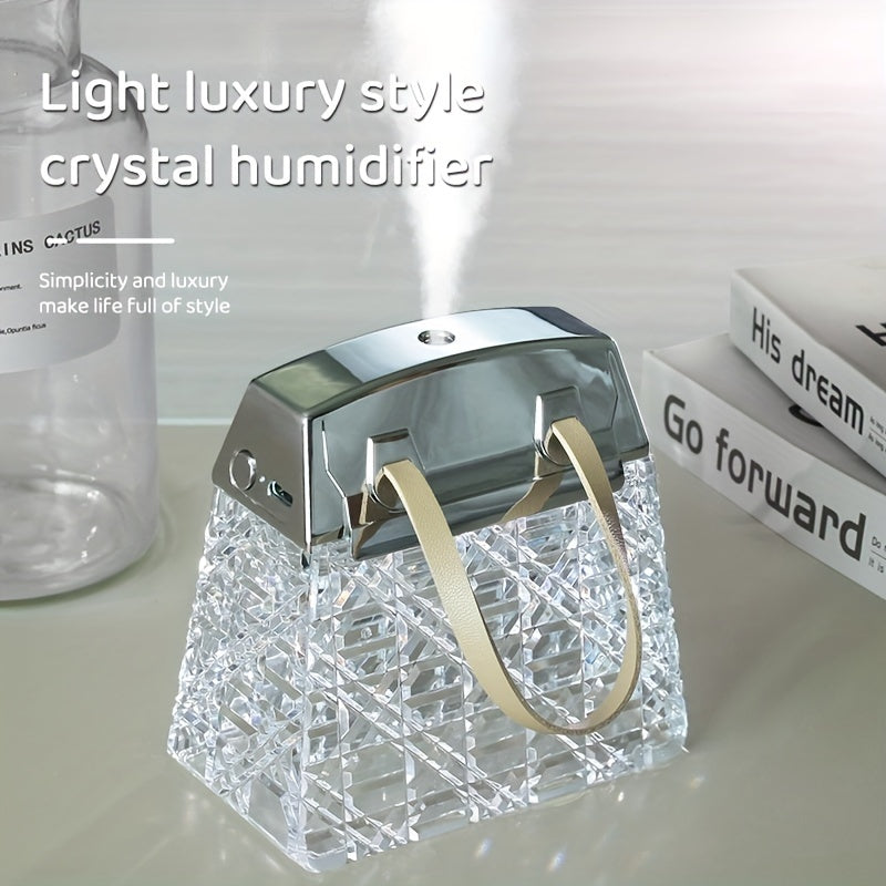 Ultrasonic Crystal Humidifier with LED Light Aromatherapy Water Level Display